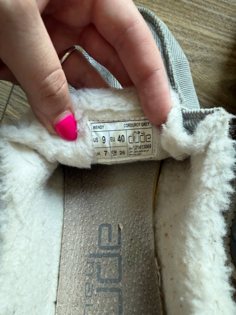 Light Grey Slip-On Hey dudes with Faux Shearling Lining - Picture 2 of 3